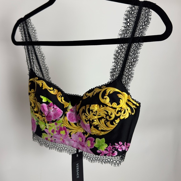 Versace Barocco Floral Bralette Top